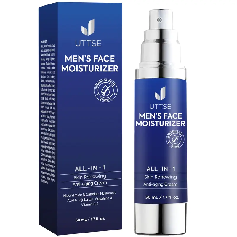 Uttse 6-en-1 Crème Visage Homme – Anti-âge, Taches et Yeux