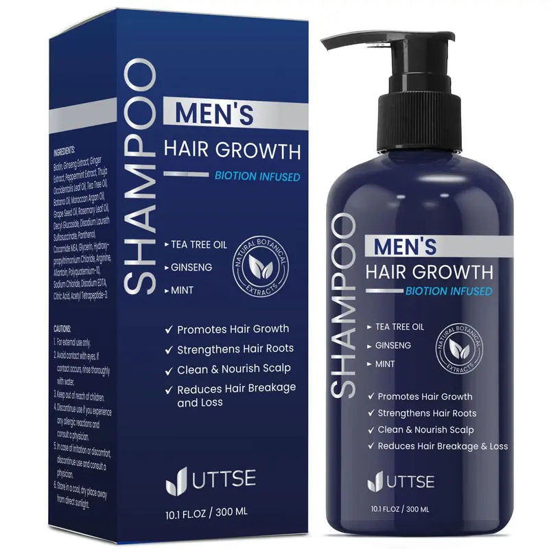 uttse biotion shampoing homme — épaississant naturel avec ginseng et menthe