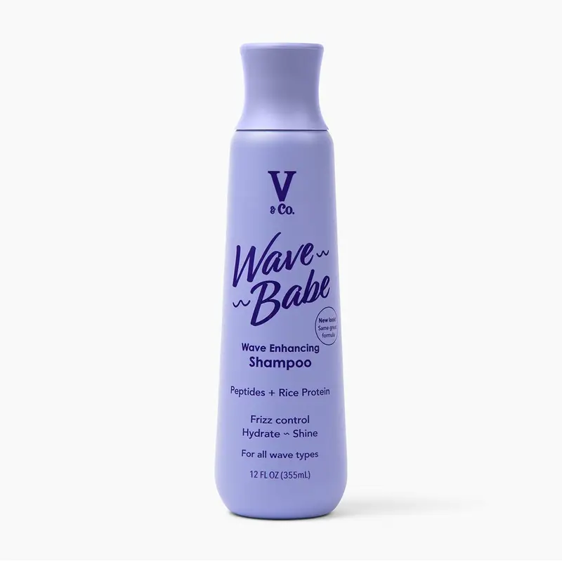 V&CO Wave Babe Shampoing ondulé – Sans sulfates, sans parabènes, hydratant avec peptides et protéines de riz – 355 ml