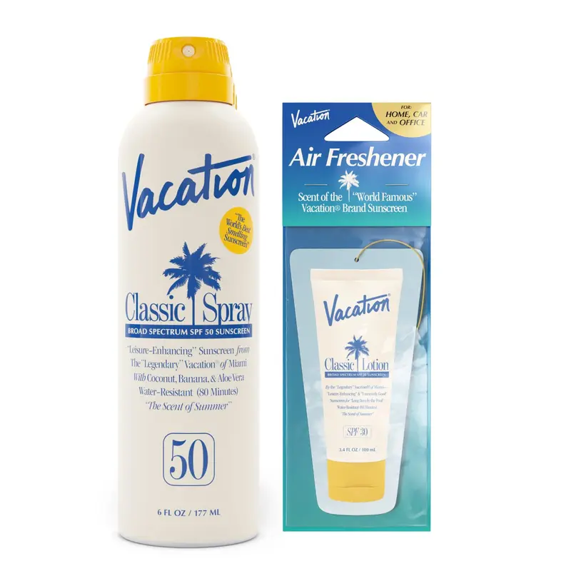 VACATION Classic Spray Solaire SPF 50 et Freshener – Ensemble, Résistant à l'eau, Léger et Transparent sur toutes les carnations, Dermatologiquement testé, Végan, 177 ml