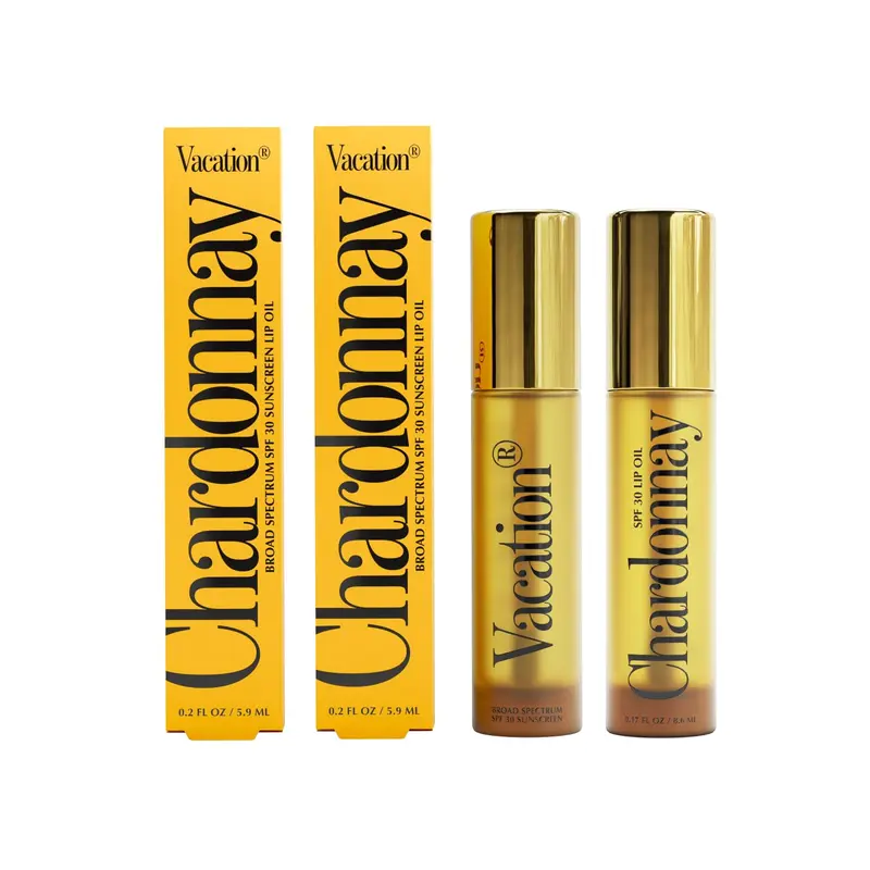 VACATION Huile pour les Lèvres Chardonnay SPF 30 — Hydratante, Saveur Caramel-Vanille, Lot de 2