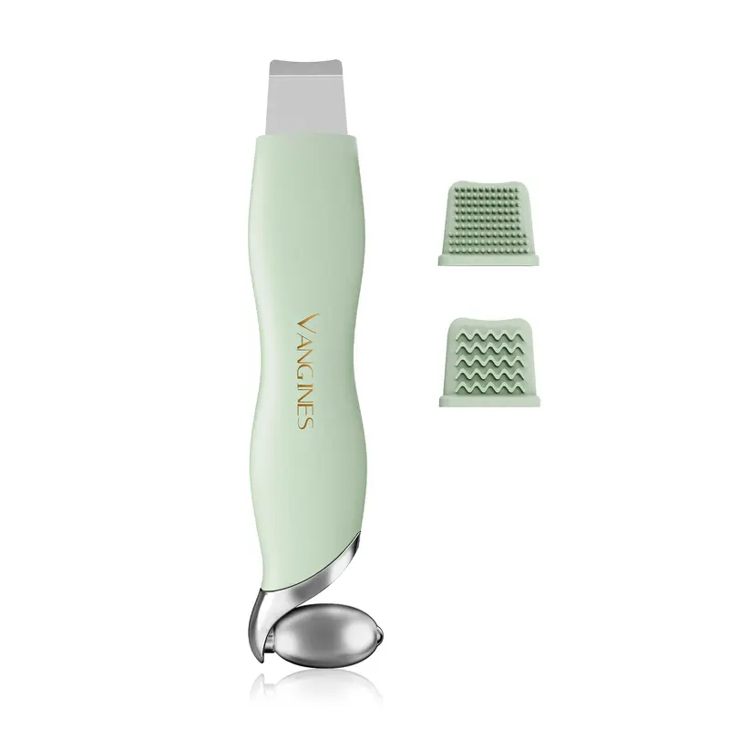 Vangines Outil extracteur comédons et spatule soin pores – Rouleau refroidissant et 2 têtes silicone (Sauge Brume)