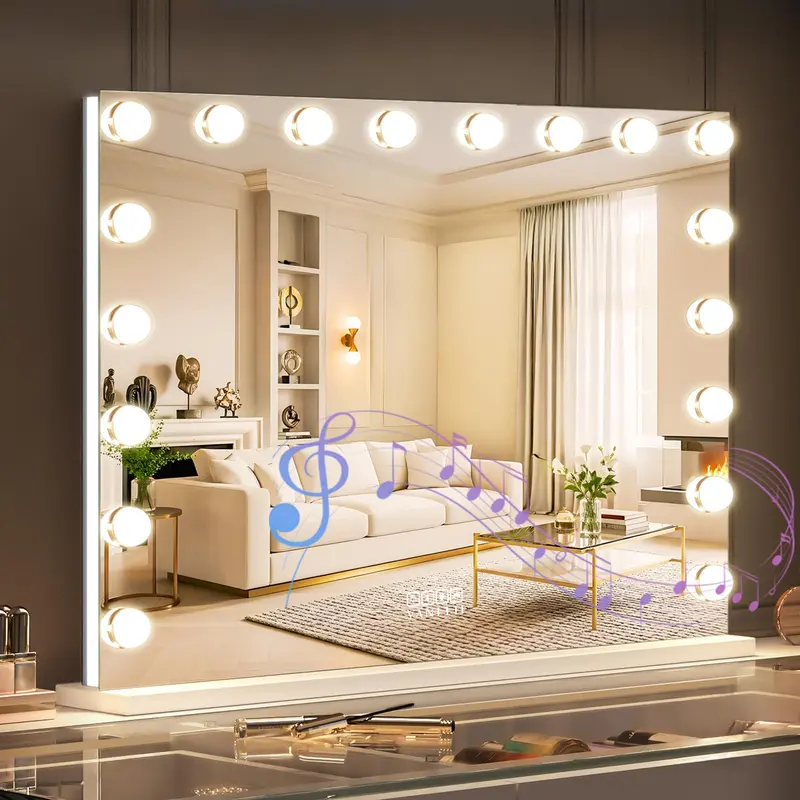 VANITII Hollywood Miroir Vanity LED RGB – 18 LEDs, Grossissement 10x, 3 Modes, Bluetooth