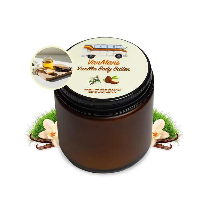 VanMan Suif de Boeuf Fouetté – Beurre Corporel Vanille Hydratant Bio 82 g