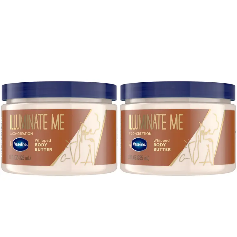 Vaseline Illuminate Me Beurre Corporel Fouetté – Lot 2x11 oz, Hydratation légère pour une peau lumineuse