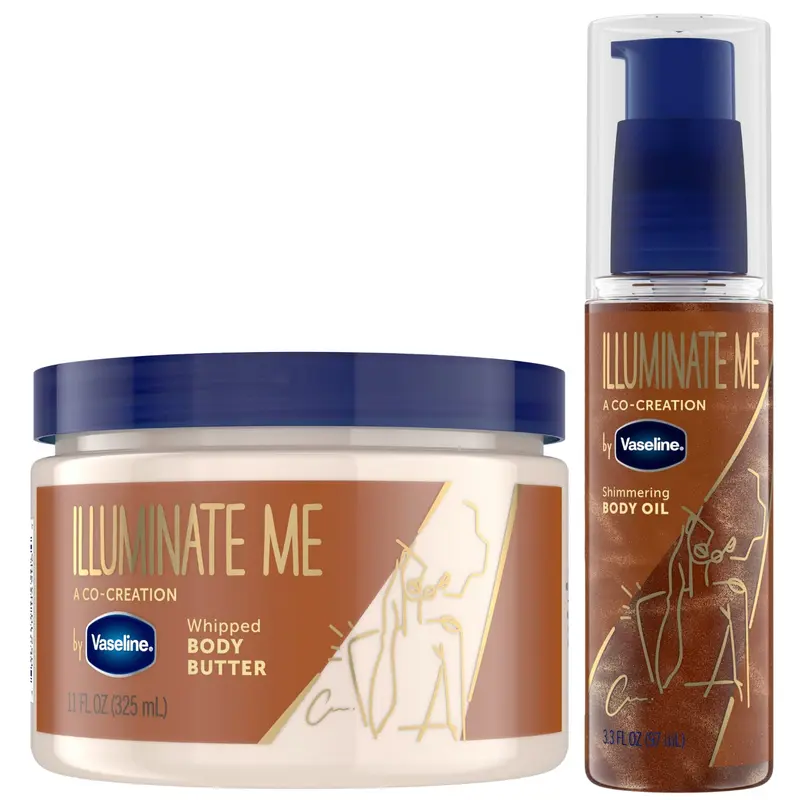 Vaseline Illuminate Me Beurre Corporel & Huile Bronzante – Éclat Satiné et Hydratation 24h