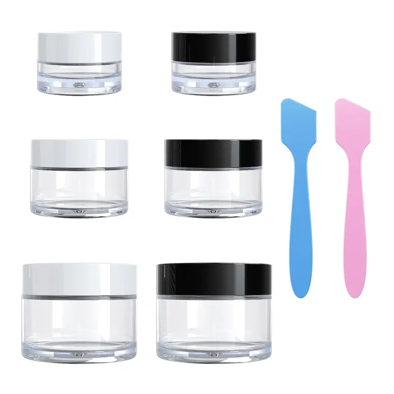 VEAIDE Contenants de voyage pour soins personnels – 3 tailles 0,17/0,5/1 oz avec 2 mini spatules