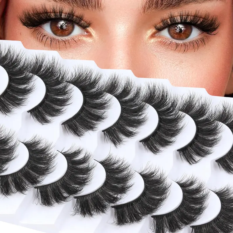 Veleasha Cils Faux Effilés 6D — Paquet de 7 Cils Luxe oeil-de-chat, naturel
