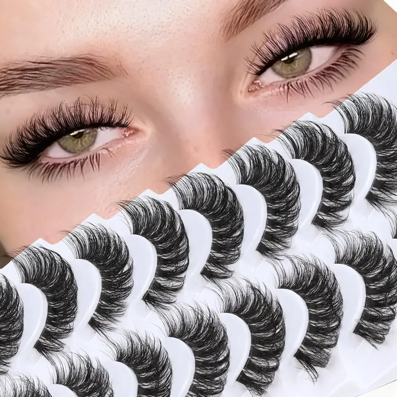 Veleasha Cils Russes avec Bande Invisible — Effet Extension Courbe en D, Pack 10 Paires (DT05)