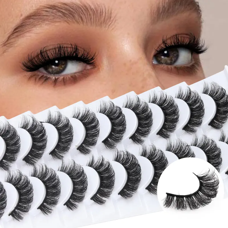 Veleasha Cils Russes D Curl – Faux Mink, Pack 10 Paires (D03)