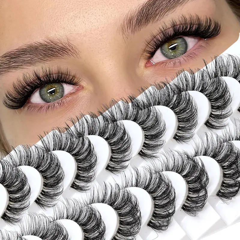 Veleasha Cils Russes – Faux Cils à Bande Transparente D-Curl Pack 10 Paires (DT01)