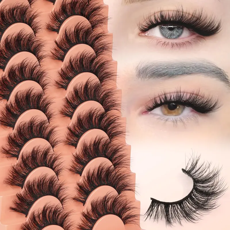 Veleasha Cils Wispy 3D – Effet Multi-Niveau, Volume Duveteux, 11–18 mm, Regard Élégant, Pack 10 Paires (6D34)