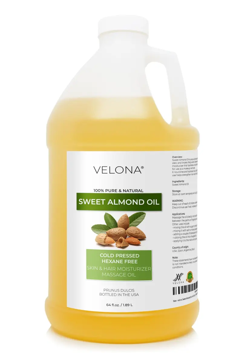 Velona Huile d'Amande Douce 1,9 L – Pure et Naturelle, Pressée à Froid | Hydratation peau, cheveux, corps et visage
