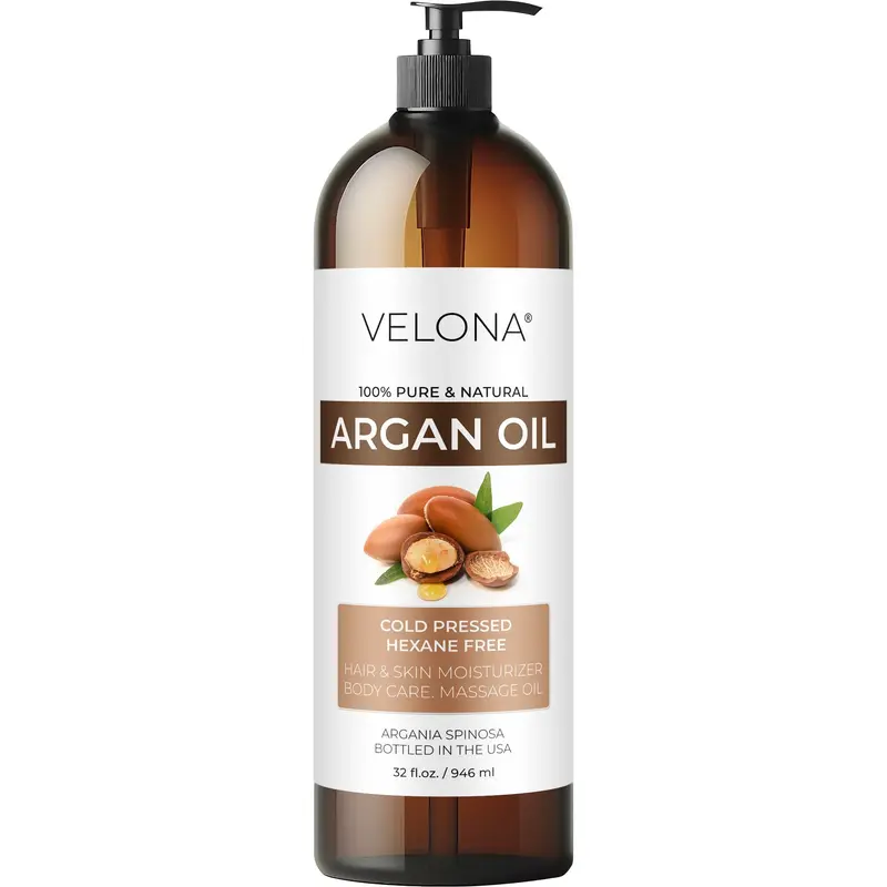 Velona Huile d’Argan – Pure et Naturelle, 946 ml – Soin Visage, Cheveux et Corps | Maroc, Pressée à Froid