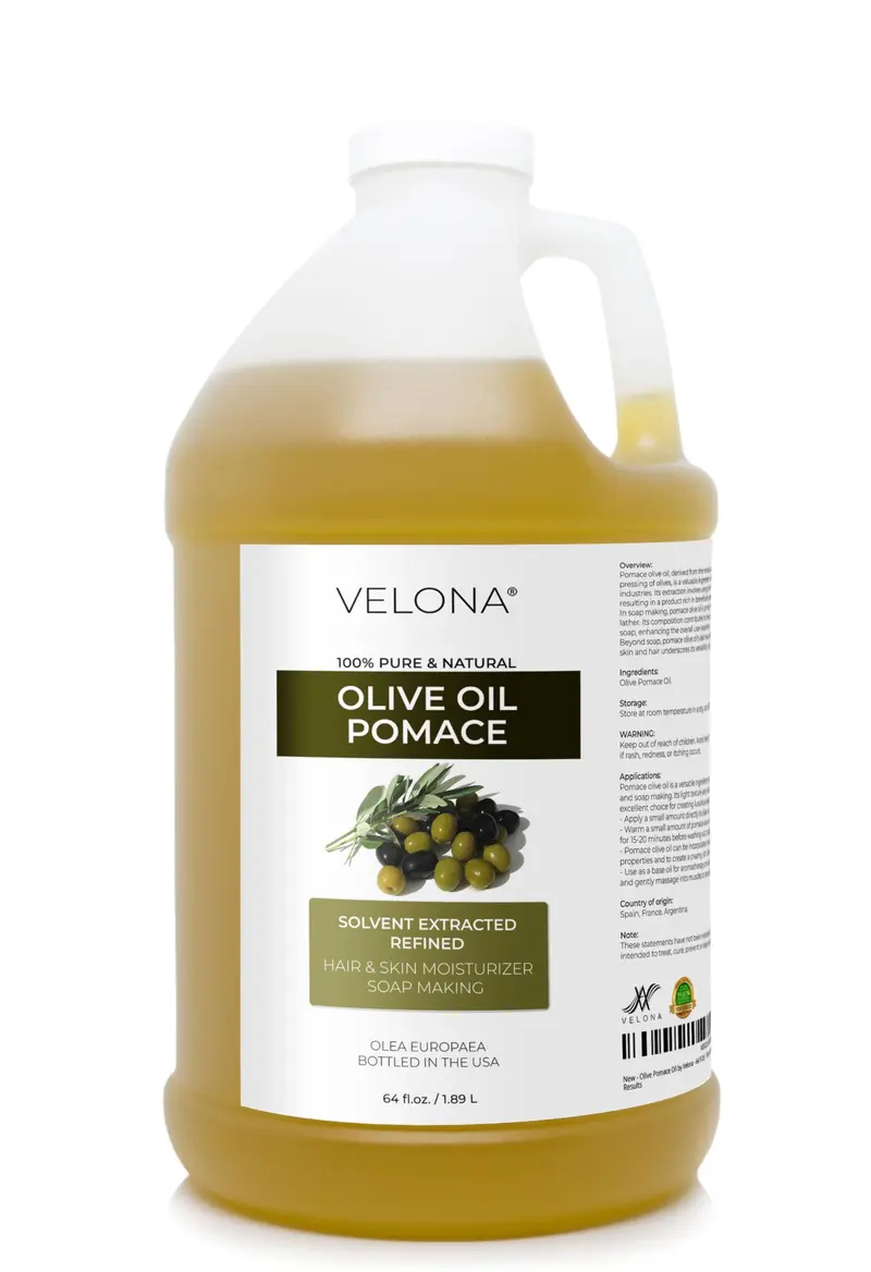 Velona Huile de Grignon d'Olive – 1,89 L (64 oz), Pure et Naturelle, Raffinée | Hydratante pour Peau, Cheveux et Visage