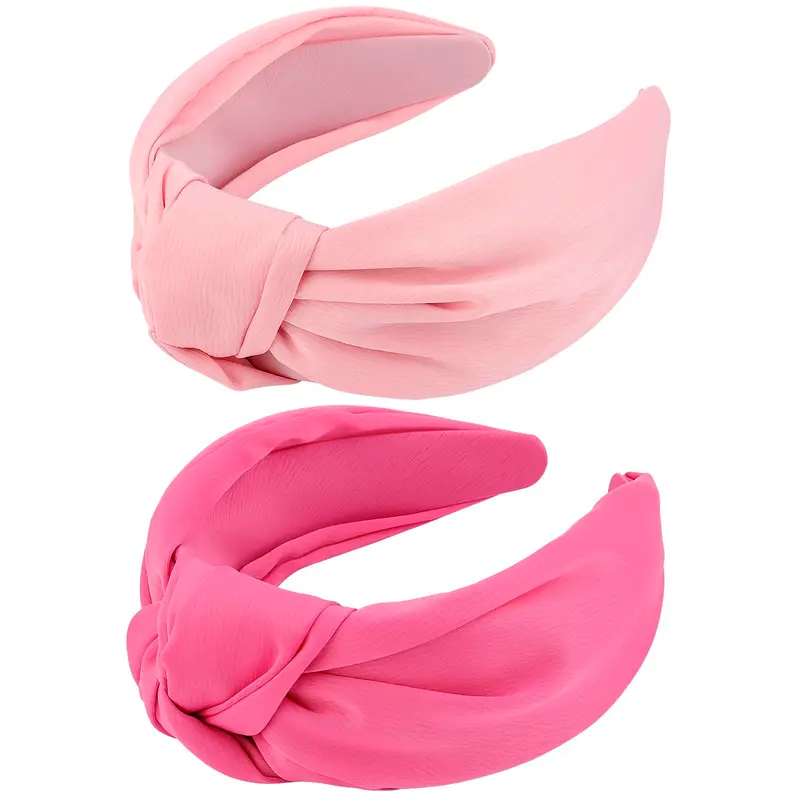 VELSCRUN Bandeaux Satin 2 pièces – Bandeaux large à noeud Rose et Rouge pour Femme