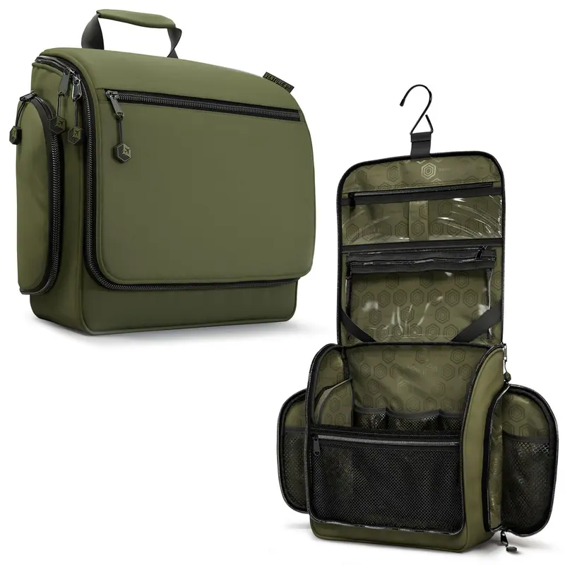 VENTURE 4TH Sac de Toilette Suspendu – Grand Organisateur avec 18 Compartiments, Poche TSA Amovible, Vert Forêt