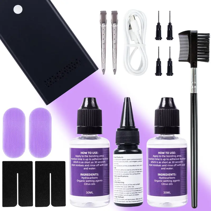 venvee Kit Extensions V Light — Machine V Light, Colle, Dissolvant et Bouclier (Noir)