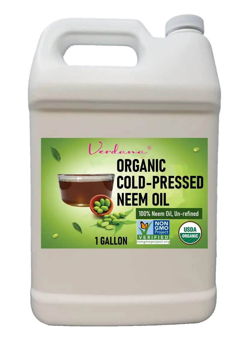 Verdana Huile Pure Neem pour Plantes – 1 galon américain (128 oz) – Bio, Pressée à Froid, Non Raffinée, Sans OGM
