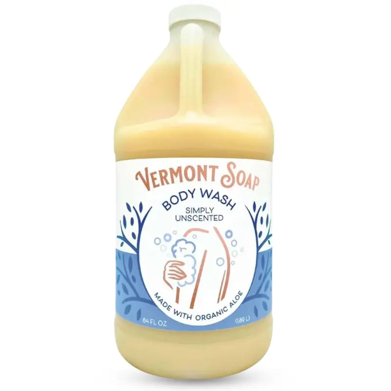 VERMONT SOAP Gel Douche Naturel Sans Parfum – Hydratant et Douceur pour Peau Sensible, 64 oz