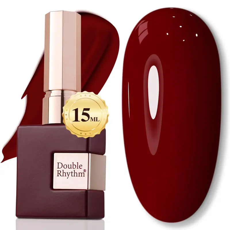 Vernis Gel Double Rhythm Burgundy 15ml – Couleur Pure et Uniforme, Sans Toxines, Séchage UV/LED