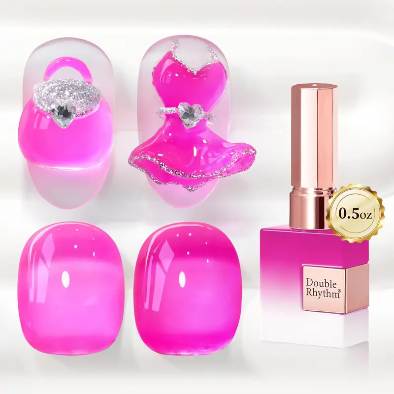 Vernis Gel Jelly Double Rhythm – 15 ml, Couleur Unique et Translucide, Nail Art à Domicile
