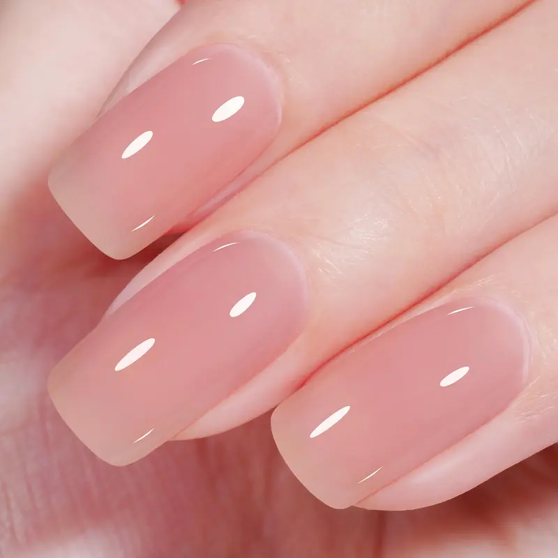 Vernis Gel Nude Rose AILLSA Misty Pink – Gel UV Semi-Transparent, Teinte Nude Rose, Longue Tenue jusqu’à 21 Jours, Manucure Française à Domicile 0,51 oz