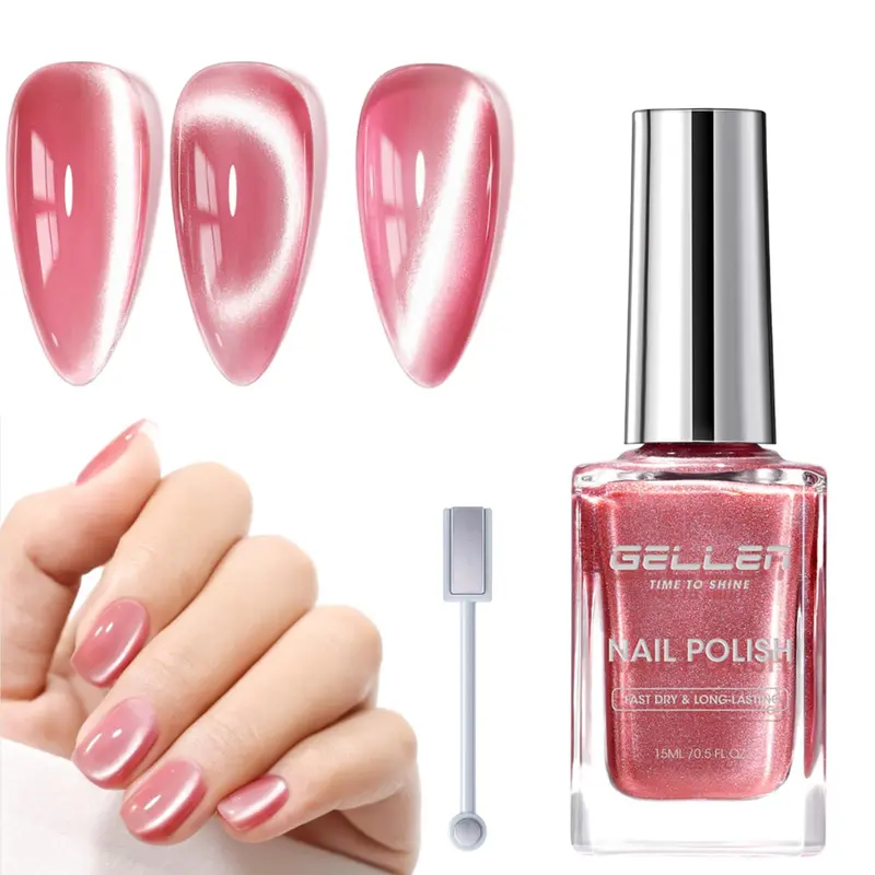 Vernis GELLEN Œil de Chat Magnétique Rose – Séchage Rapide, Pailleté, Non Gel