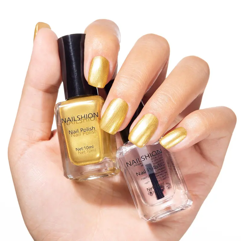Vernis Nailshion doré métallique 3-en-1