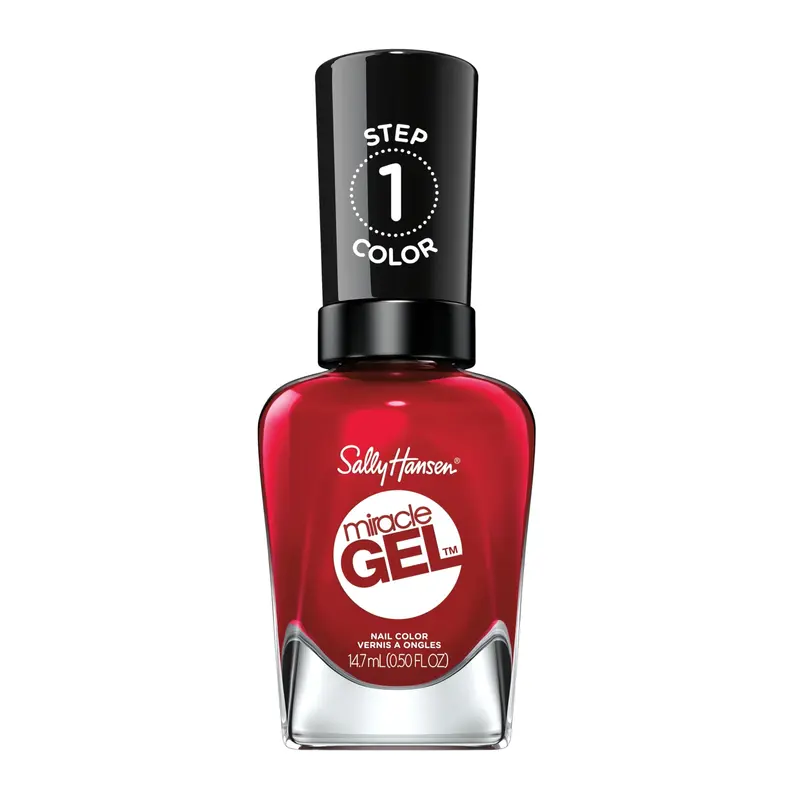 Vernis Sally Hansen Miracle Gel – Rouge 449 Rhapsody, système en deux étapes, sans UV