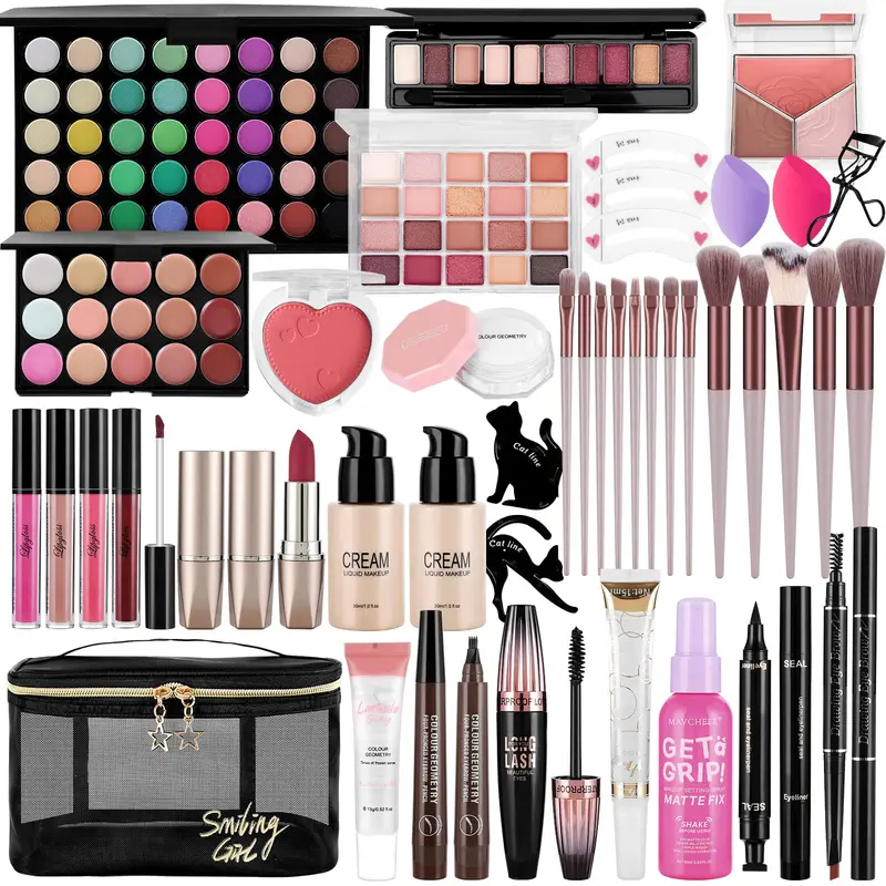 VESPRO Coffret Maquillage Tout-en-Un pour Femmes | Palette Yeux 40 Teintes, Fond de Teint, Pinceaux