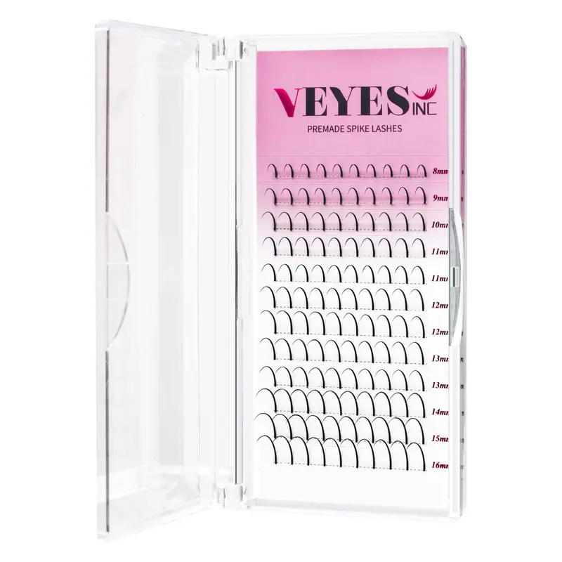 VEYES INC Spikes Lash Extensions – Extensions Cils Premium 0,07C Curl, 8-16 mm – Noir Mat