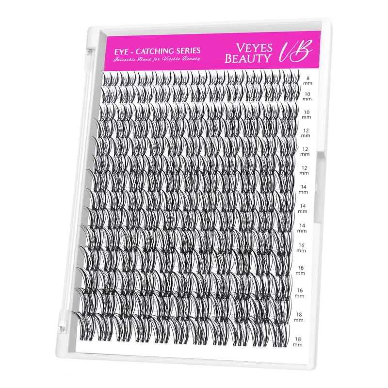 VEYESBEAUTY Clusters de cils – bande invisible, 8-18 mm, application autonome