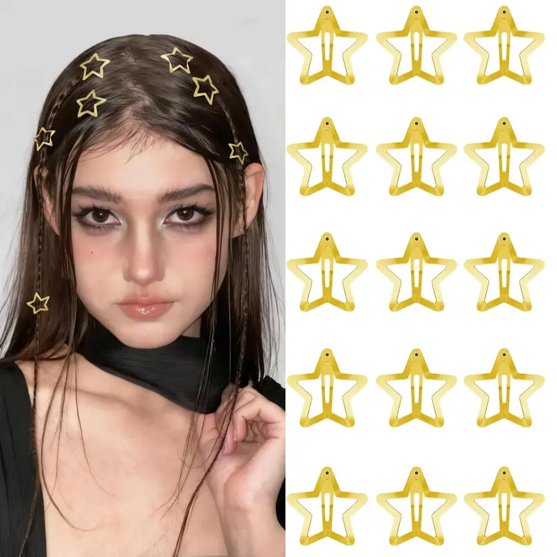 VIBILIA Pinces Cheveux Étoile Or – Lot de 15, Style Époque 2000, Anti-Dérive, 1,18 Pouces