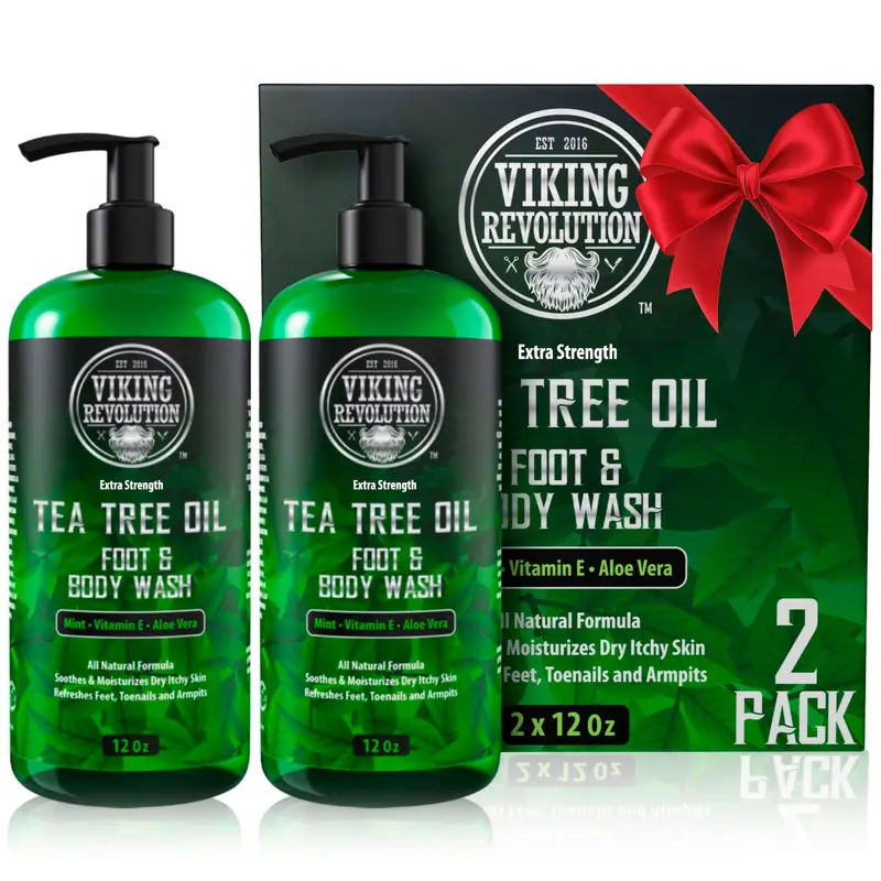 Viking Revolution Gel Douche - Huile d'Arbre à Thé pour Hommes - Extra Fort - Pack 2