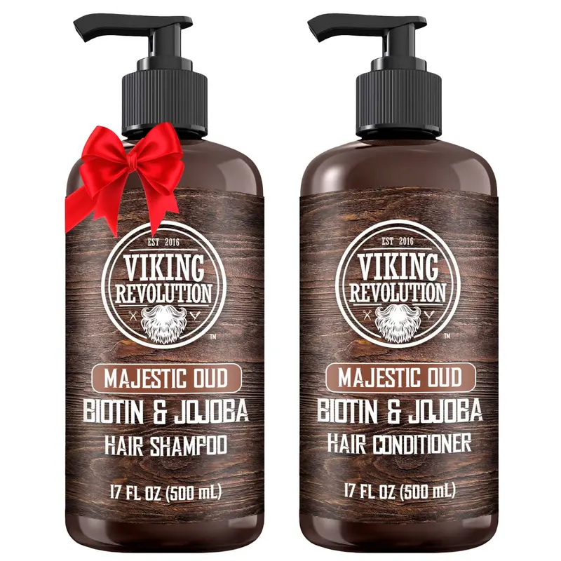 Viking Revolution Majestic Oud – Shampoing et Après-Shampoing pour Hommes, Biotine et Huile de Jojoba (500 ml)