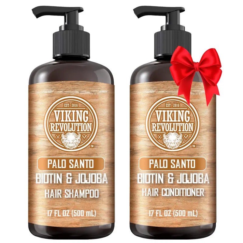 Viking Revolution – Shampooing et Après-Shampooing Palo Santo pour Hommes, Biotine et Jojoba – 500 ml