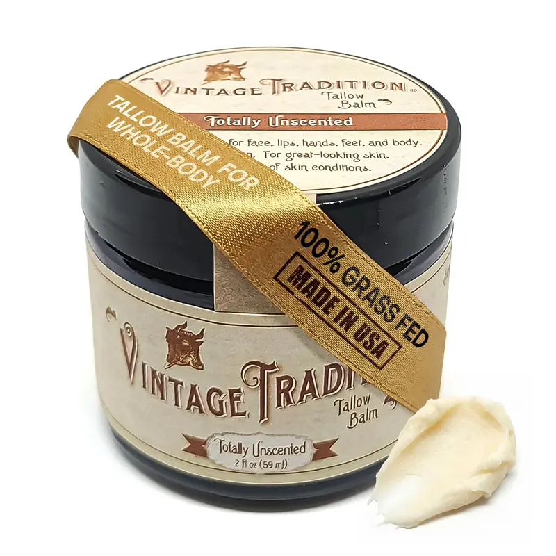 Vintage Tradition – Baume au gras de bœuf sans parfum, soin universel pour la peau – 2 fl oz