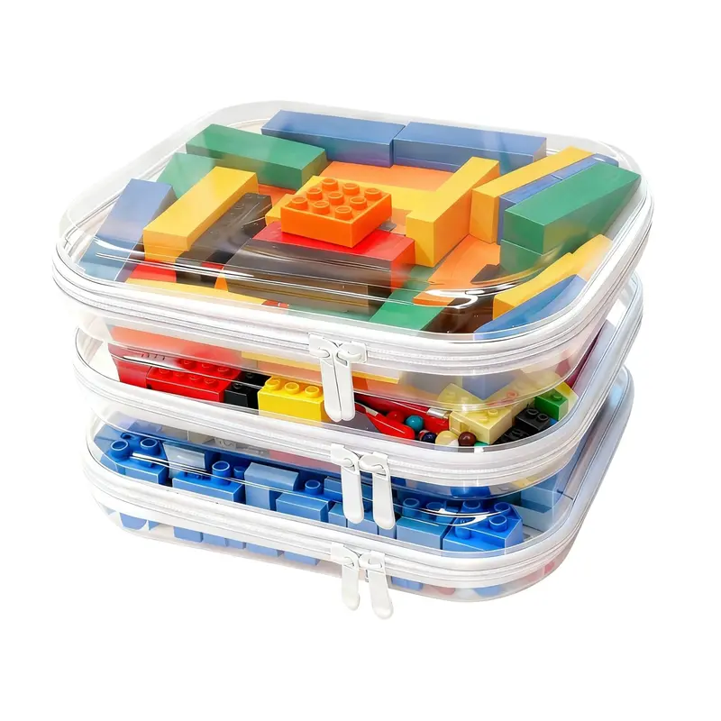 Viphope – Lot de 3 étuis transparents à coque dure avec fermeture éclair