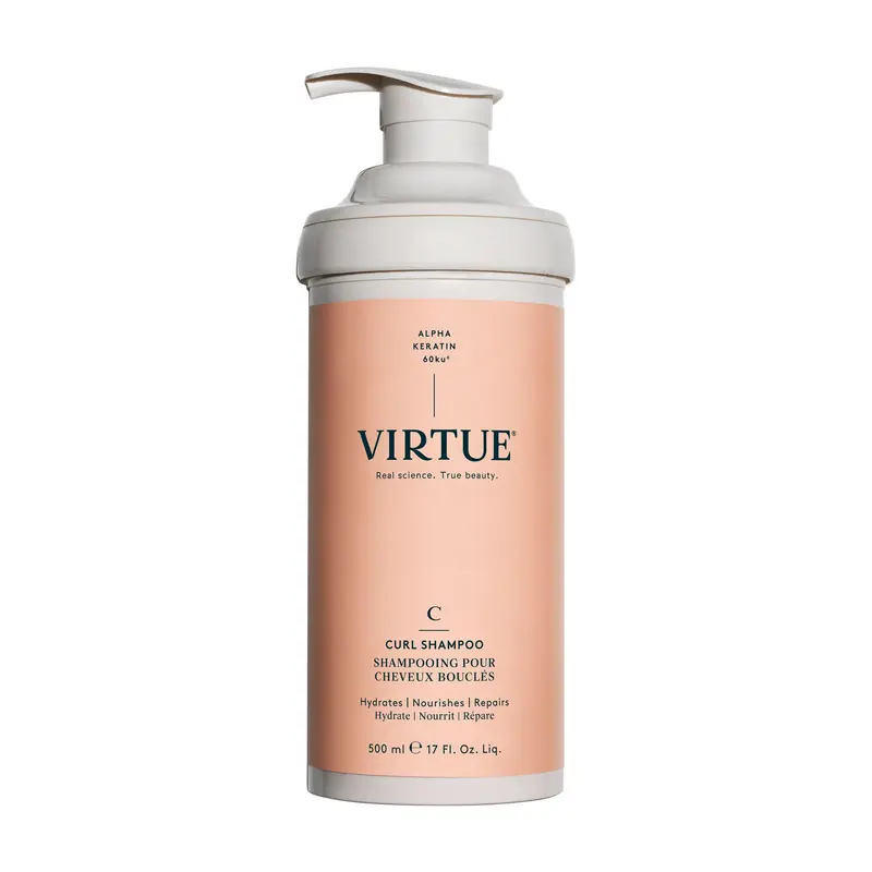 VIRTUE Shampoing boucles sans sulfates à l'huile de jojoba – Hydratant, nourrissant, anti-frisottis et sûr pour la couleur