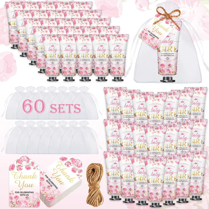 VISCOO 60 ensembles de crèmes pour les mains – cadeaux baby shower invités format voyage (fille)