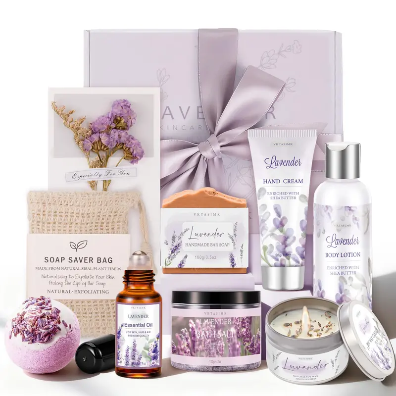 VKTASIMK Coffret Lavande – Cadeau Spa pour Femmes | Bain et Soin du Corps