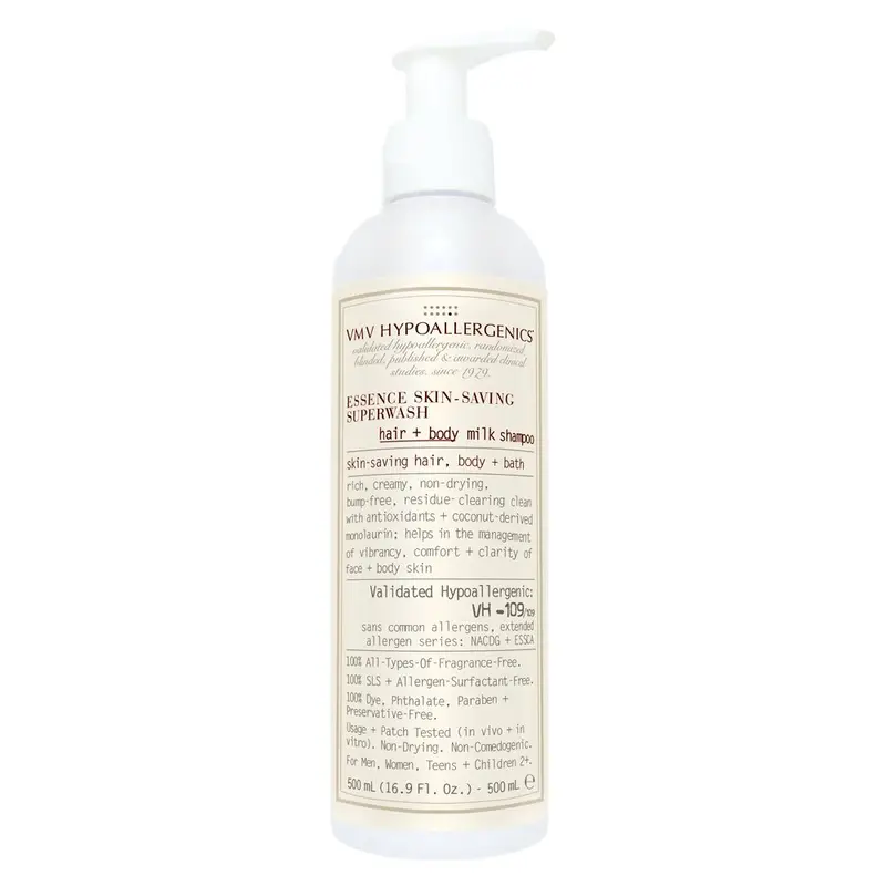 VMV Hypoallergenics Essence – Shampooing-Lait Soin Cutané pour Cheveux et Corps, Sans Parfum, 500 ml