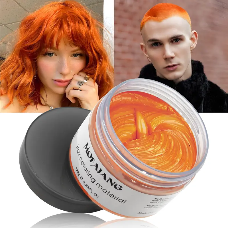 VOLLUCK Cire colorante temporaire orange pour cheveux – Wax naturel 4,23 oz