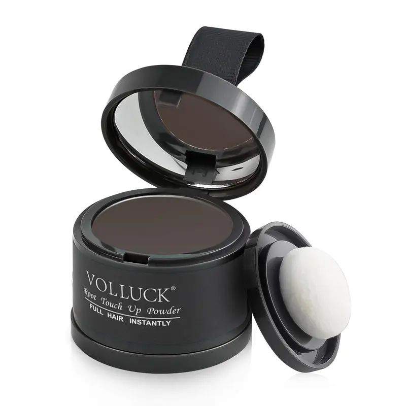 VOLLUCK Poudre de Retouche Racines — Couverture Instantanée Brun Foncé, Aspect Naturel et Non Gras (environ 4 g)