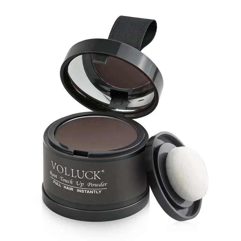 VOLLUCK Poudre Retouche Racines Marron Moyen – Couverture Grise et Cheveux Fins, 0,14 oz