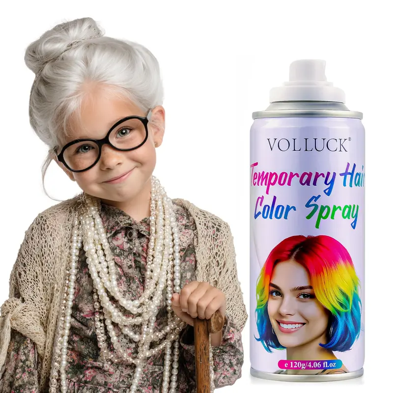 VOLLUCK Spray Colorant Cheveux Blanc Temporaire — Coloration Éphémère 120 ml pour Enfants et Adultes