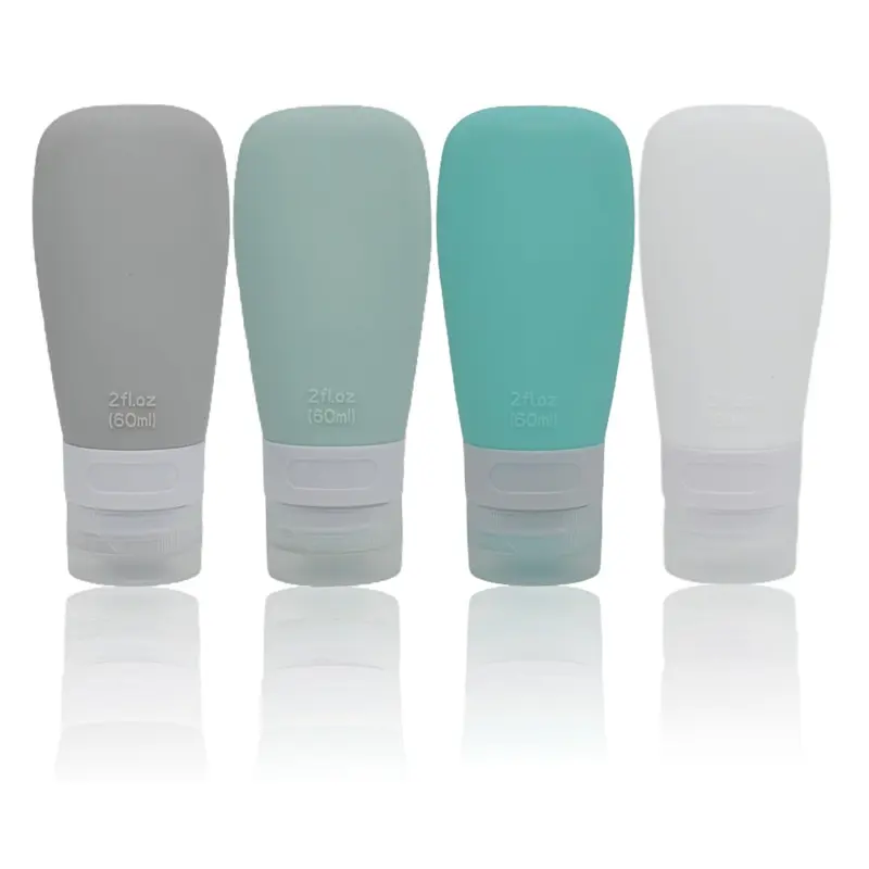Vonpri Bouteilles Silicone de Voyage – Étanches et Réutilisables, 2 oz (4 pièces)