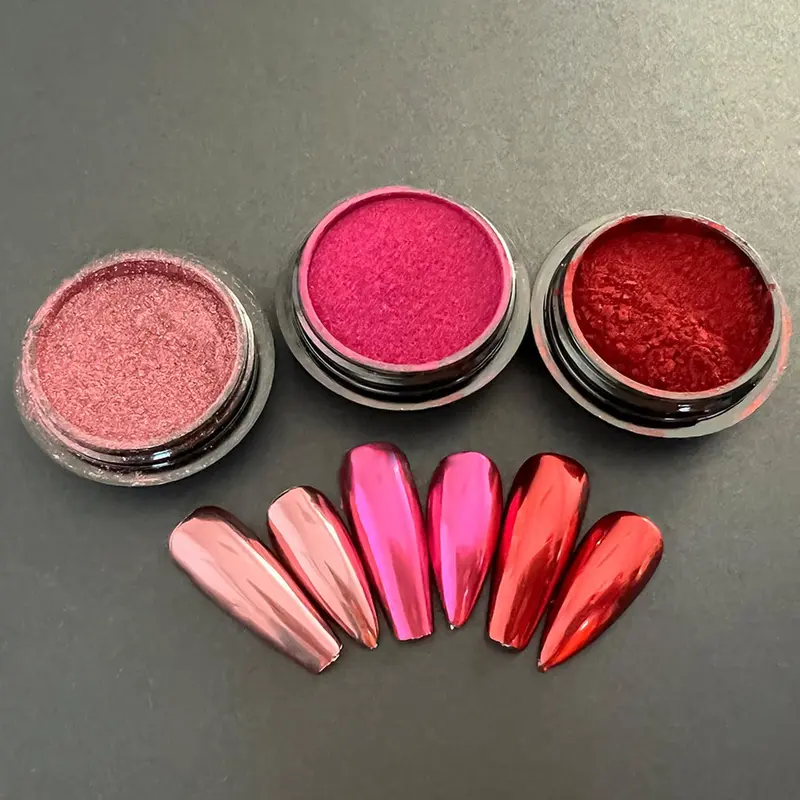 Vonrui – Kit Poudre Chrome Rose pour Gel UV, Effet Miroir Métallique (3 pots)