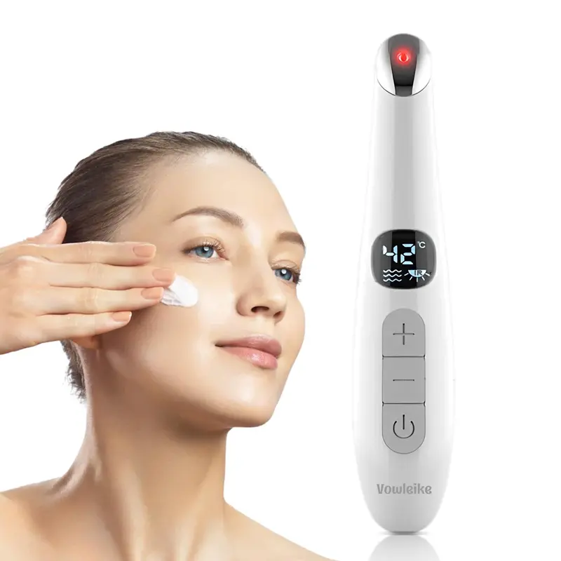 Vowleike 3-en-1 Outil de levage des yeux — Massage à vibrations avec écran LCD, 98 °F à 113 °F, couleur crème